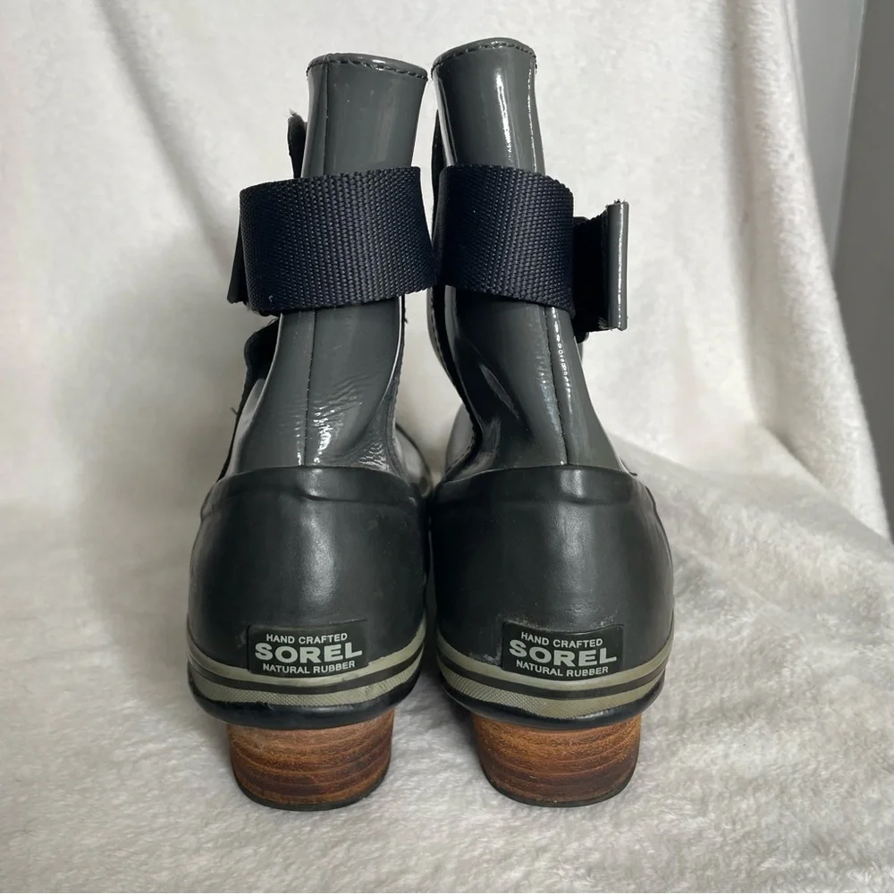 Sorel NL2155 028 Slimboot Pull On Glow Womens 10 Gray Ankle‎ Rain Boots